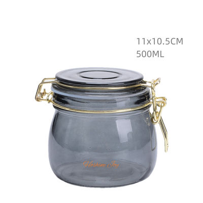 Black Kitchen Glass Storage Jars With Lids Leakproof 500ML Capacity