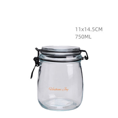 Round Glass Coffee Storage Jars Container 750ML Sealable Glass Jars