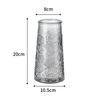 H20cm Modern Embossed Glass Vase for Flowers Elegant Home Office Decoration