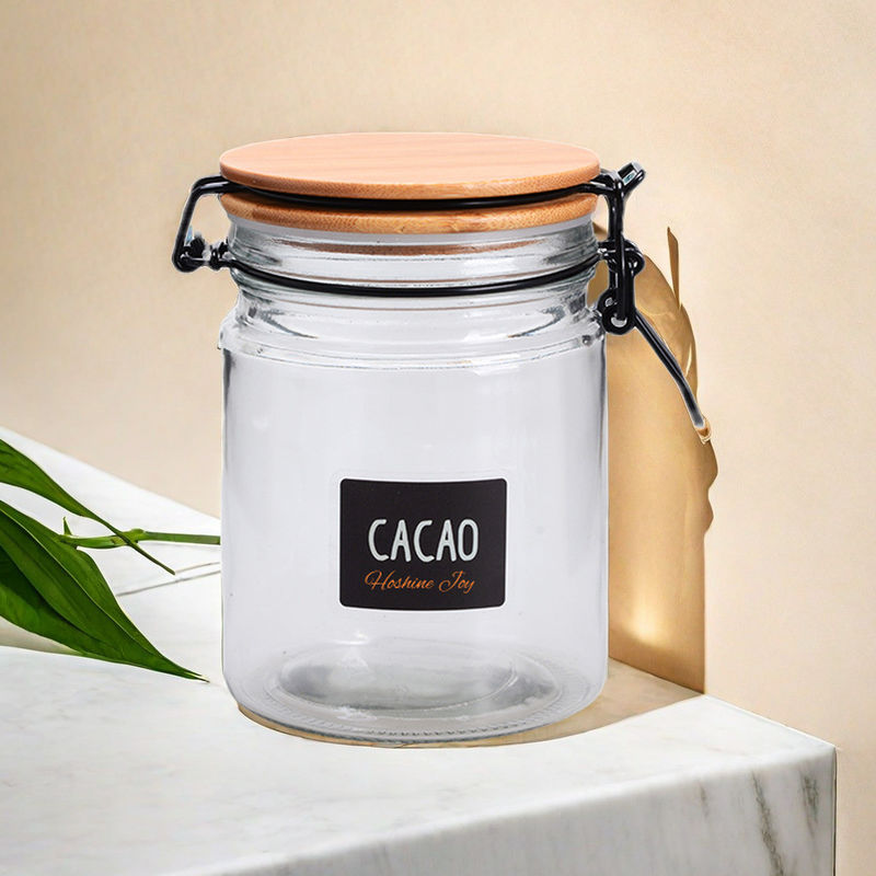 Baking Empty Glass Jars 750ML Glass Canisters With Bamboo Lids