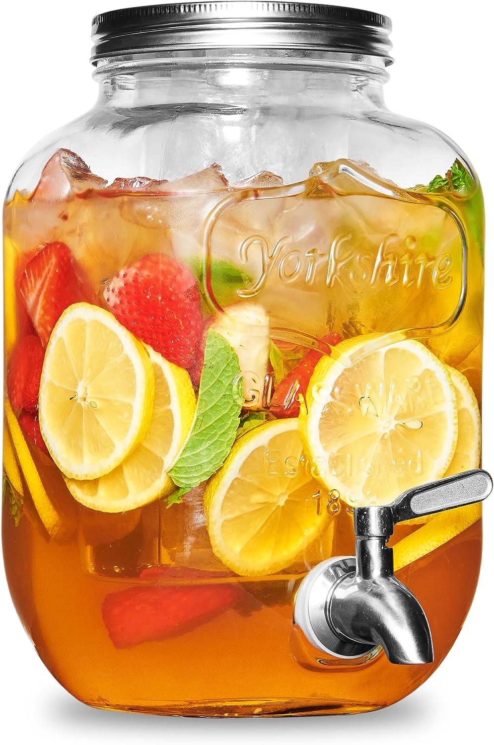 Home Glass Beverage Dispenser 4L Glass Juice Dispenser With Spigot